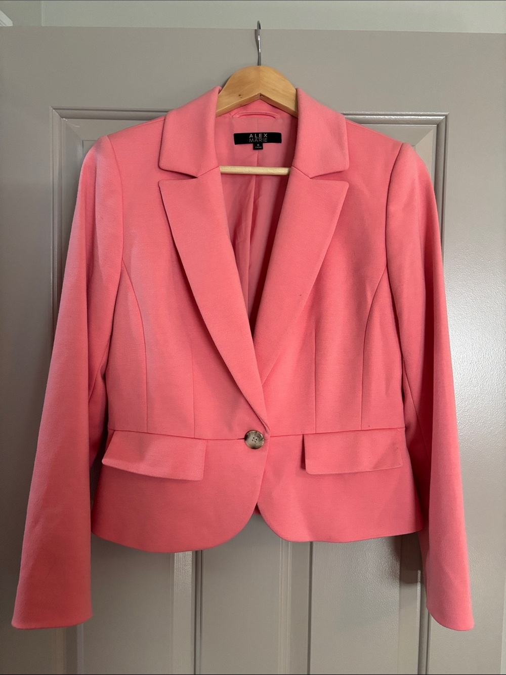 Alex Marie Coral-Pink Single-Button Tailored Blazer